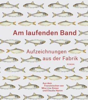 Buchcover "Am laufenden Band" mit Reihe von Fischen