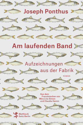 Buchcover "Am laufenden Band" mit Reihe von Fischen