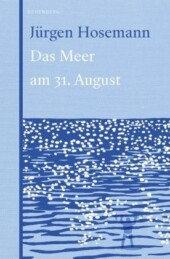 Buchcover mit reduzierter Zeichnung eines Horizontes am Meer mit einfachen blauen Linien und weißen Punkten, die das Leuchten der Sonne auf dem Meer symbolisiert